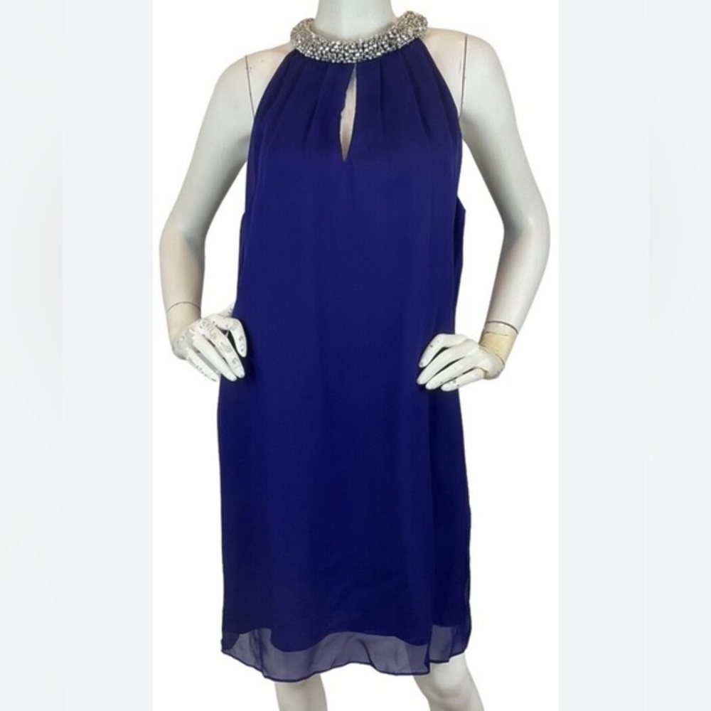 Diane Von Furstenburg‎ EUC Lainey Embellished  Silk Shift Dress sz 2 Mini